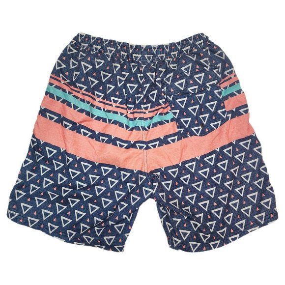 Mens Swim Trunks Size L Medium Length Vintage Style Geometric Striped Print - Picture 2 of 3